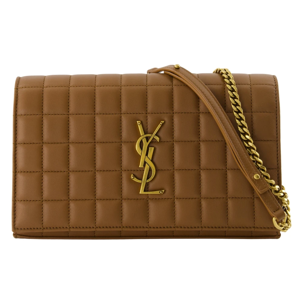 Saint Laurent Gewatteerde Cassandre Clutch Bruin Leer Brown Dames