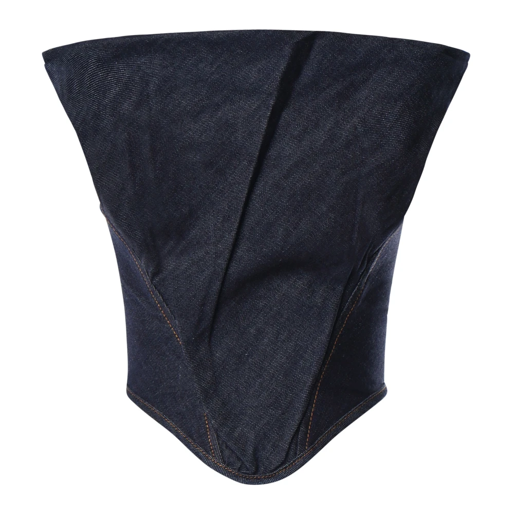 Magda Butrym Blauwe Denim Strapless Korset Top Blue Dames