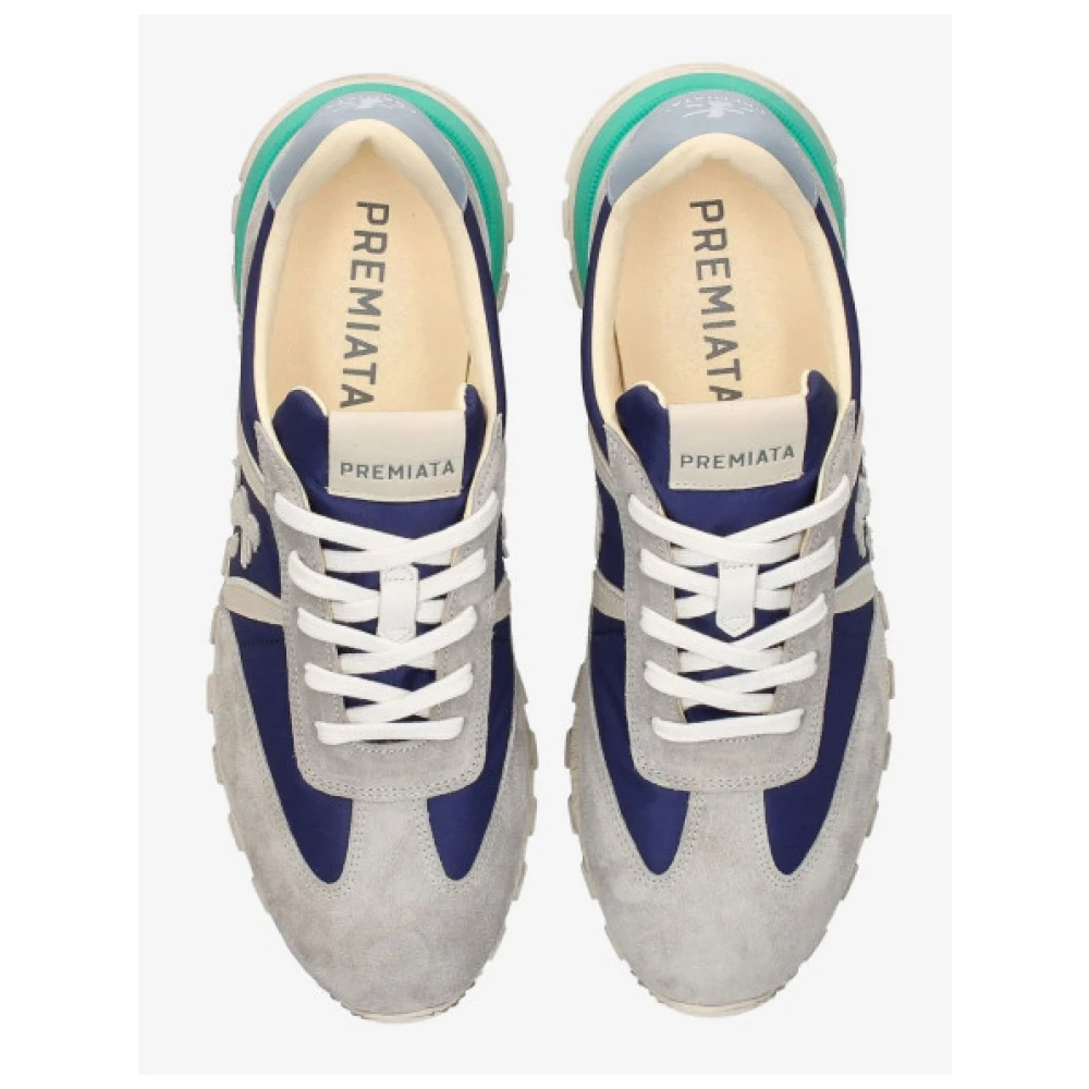 Premiata Johnlow Heren Sneakers in Gemengde Texturen Blue Heren