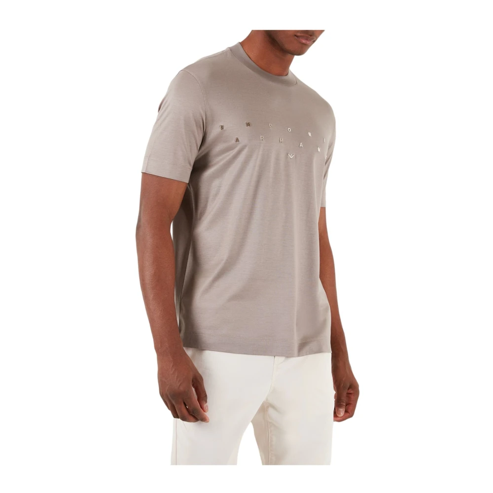 Emporio Armani Korte Mouw T-shirt Beige Heren