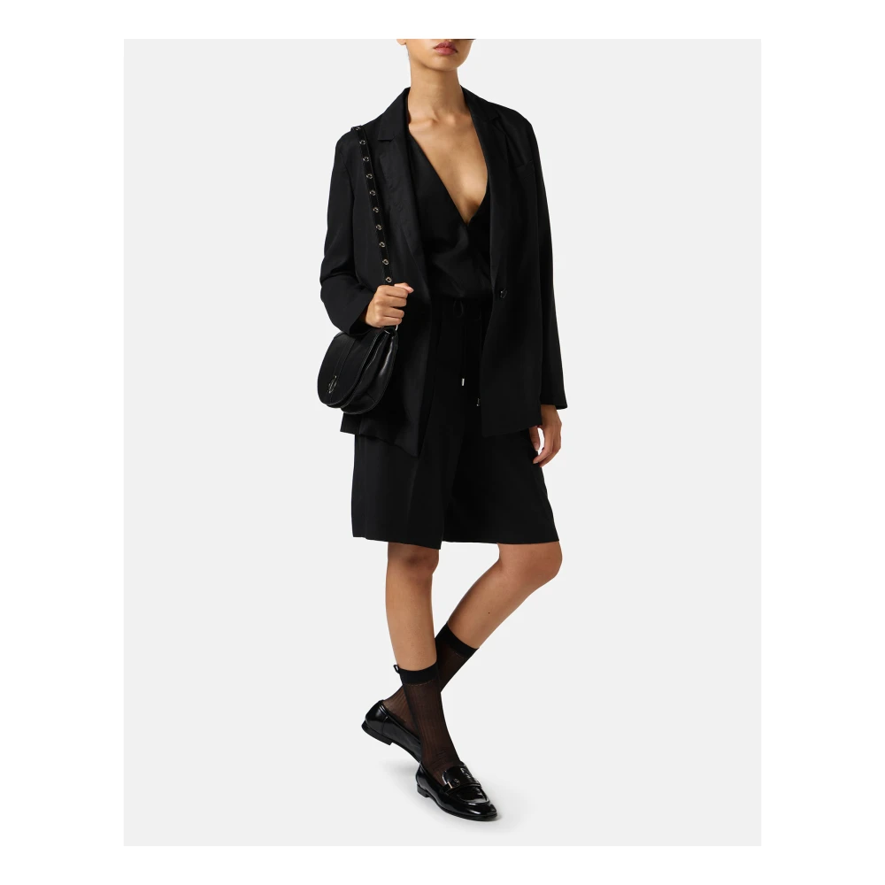 Iceberg Zwarte top nieuwe pasvorm in vloeibaar Tencel Black Dames