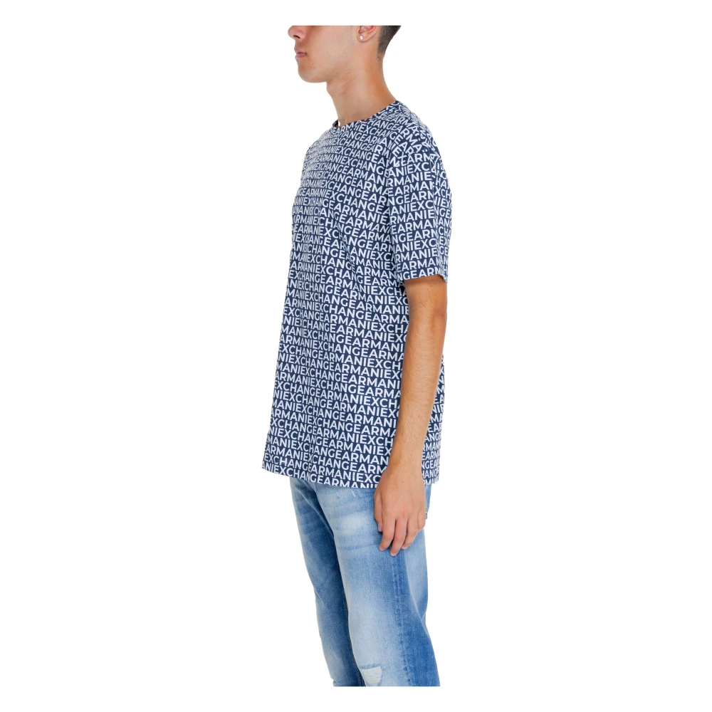 Armani Exchange Blauw Print T-shirt Ronde Hals Blue Heren