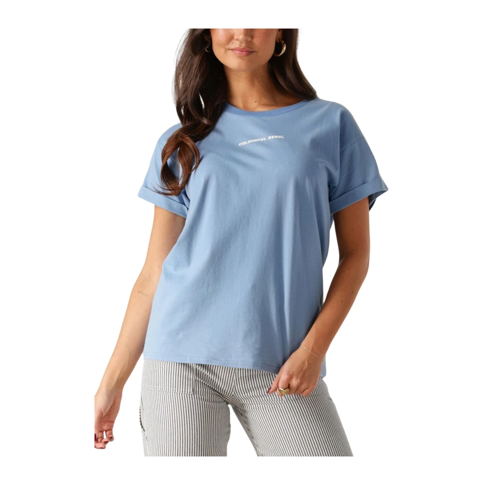 Colourful Rebel Logo Boxy Tee Dames Tops & T-shirts Blue Dames
