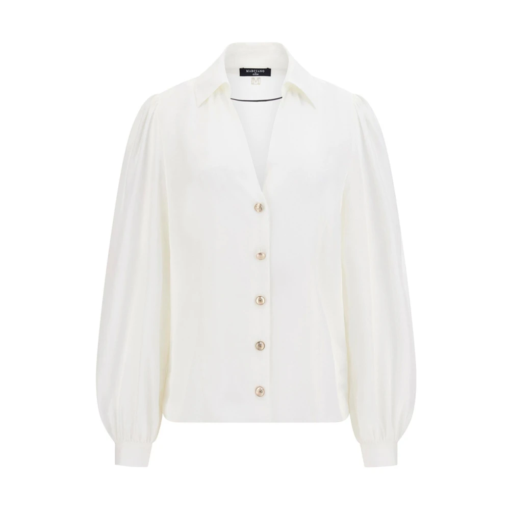 Guess Casual lange mouw V-hals blouse White Dames