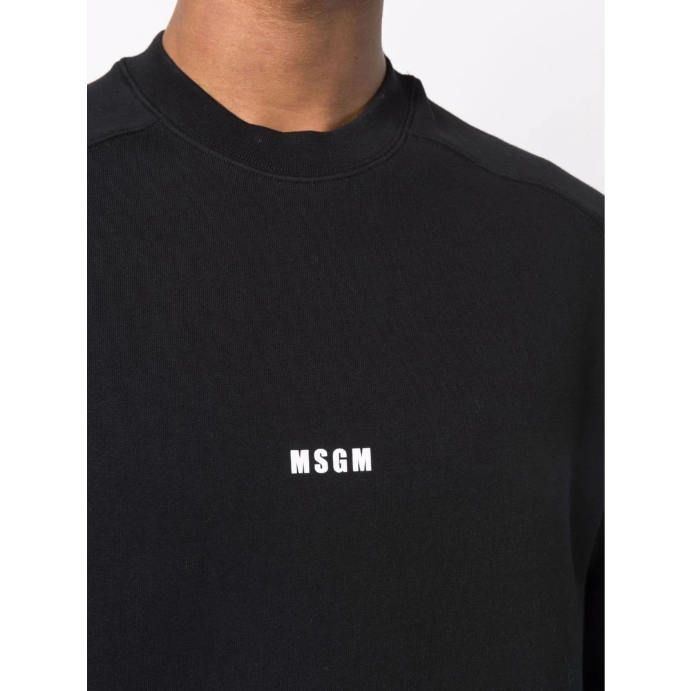 Msgm Zwarte trui met mini-logo Black Heren