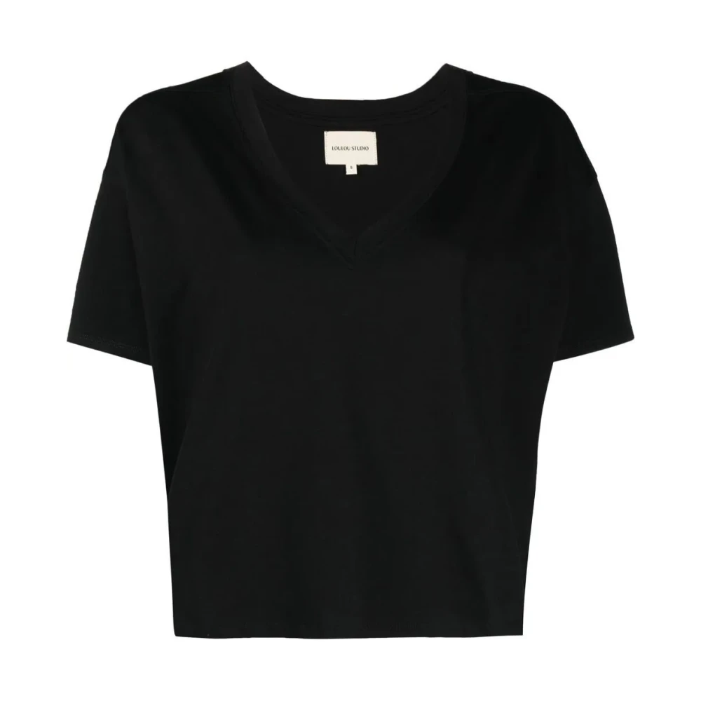 Loulou Studio Zwart V-Hals T-Shirt Black Dames