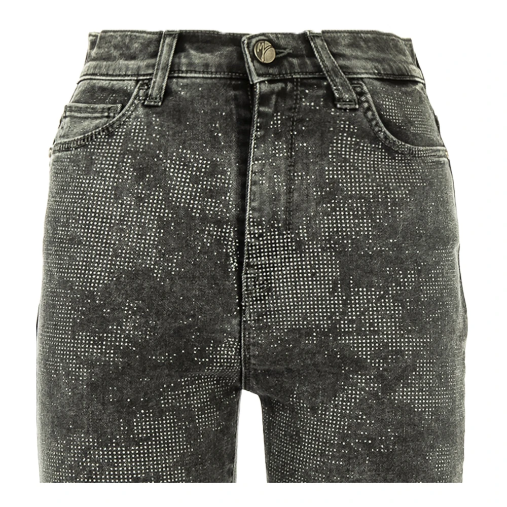 Manila Grace Tijdloze denim jeans met strass Gray Dames