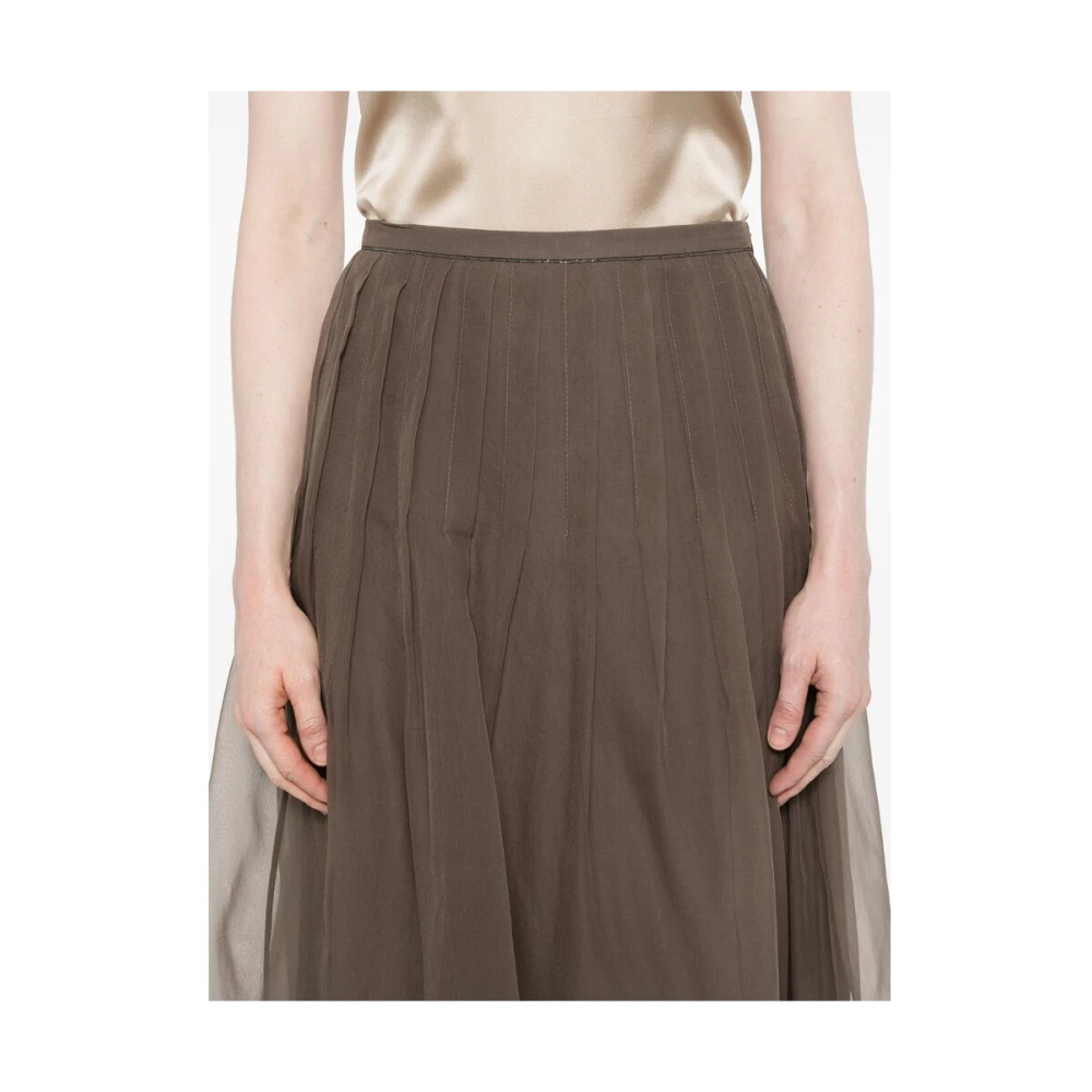 BRUNELLO CUCINELLI Olijfbruine Monili Ketting Rok Brown Dames