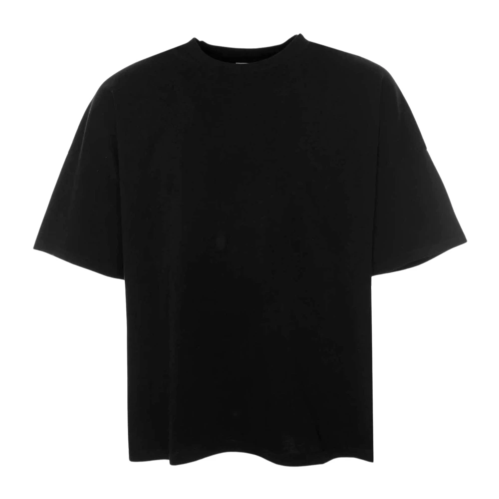 American vintage Casual Ribgebreid T-shirt met Drop Shoulder Black Heren