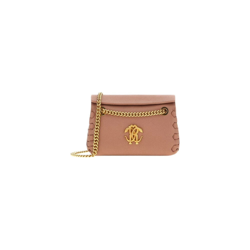 Roberto Cavalli Schoudertas van slangenleer met ketting Brown Dames