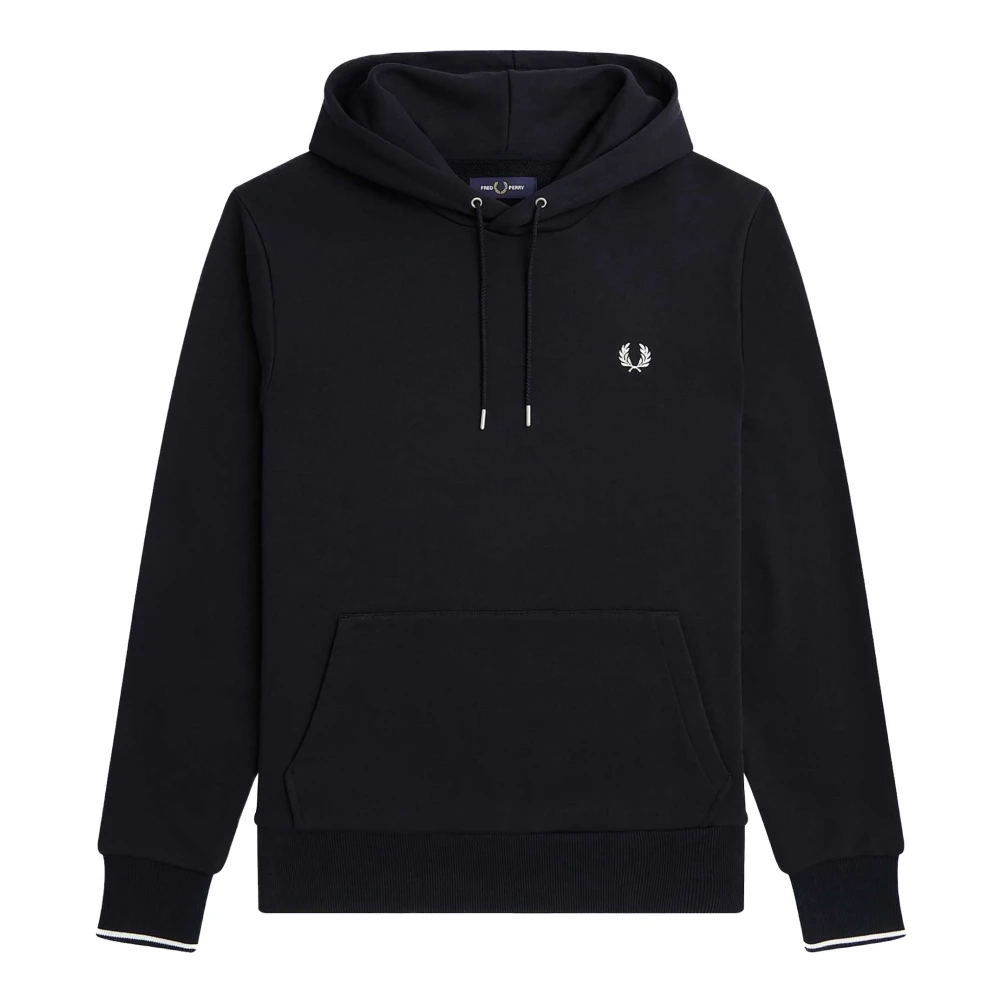 Fred Perry Men's Blue Hoodies, S, Sweatshirt Fp Tipped Hooded Sweatshirt