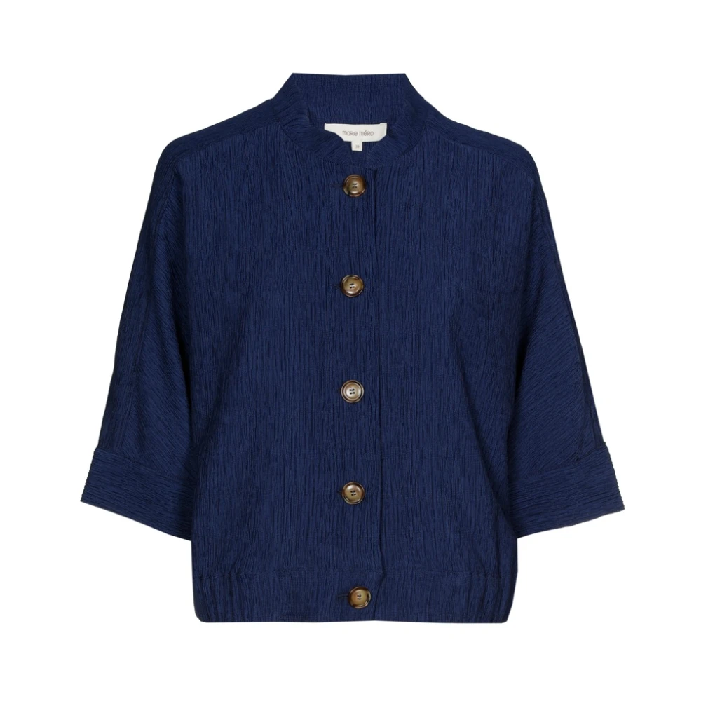 Marie Méro Blauwe Crepe Jas met Elastische Boord Blue Dames