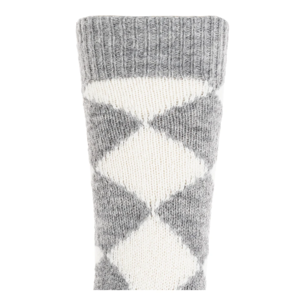 AllSaints Grijze en witte sokken met ruitpatroon Gray Dames