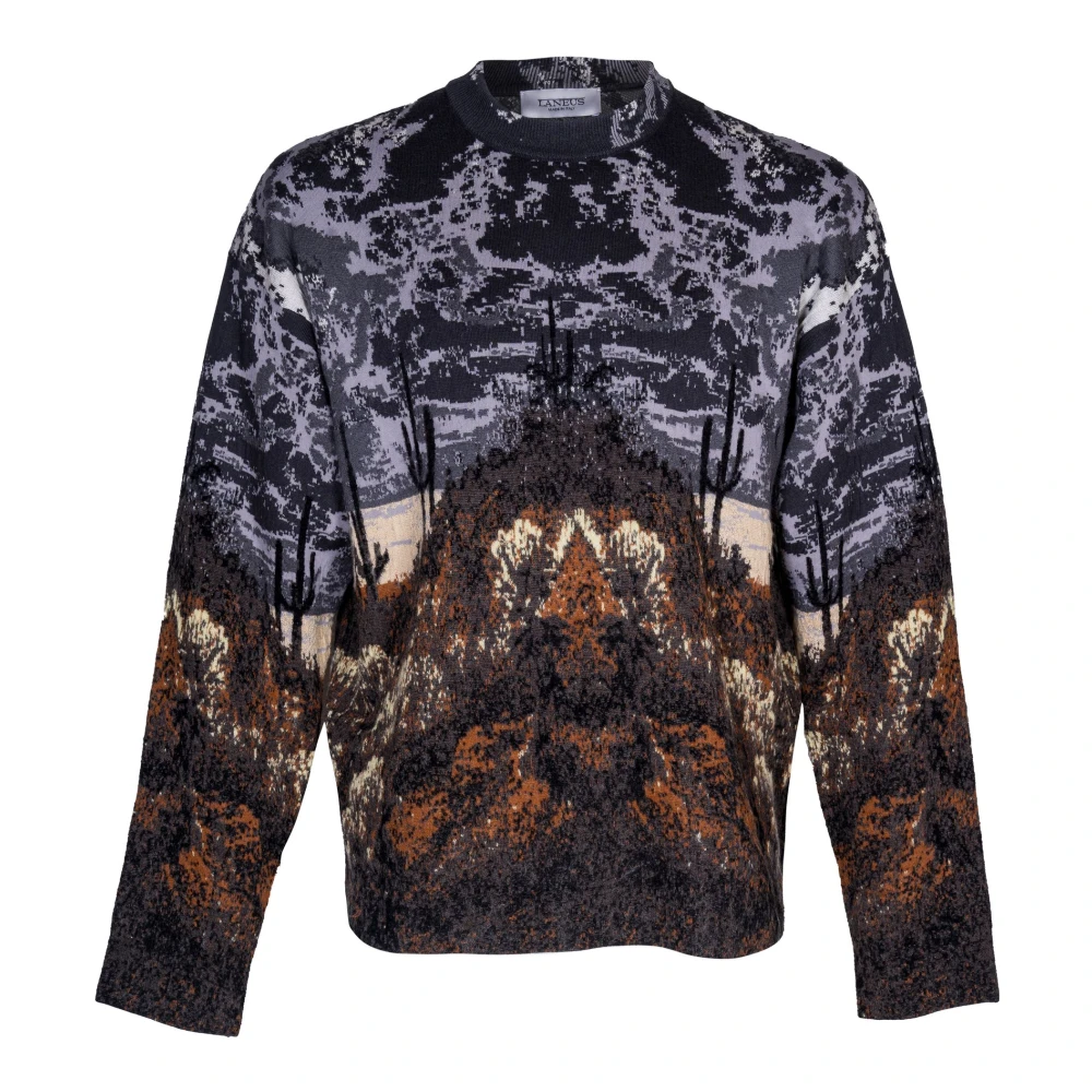 Laneus Men's Multicolor Round-Neck Knitwear, Xl, Round-Neck Knitwear