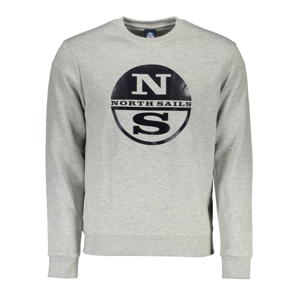 North Sails Men's Grey Long Sleeve Crewneck Sweatshirt With Print