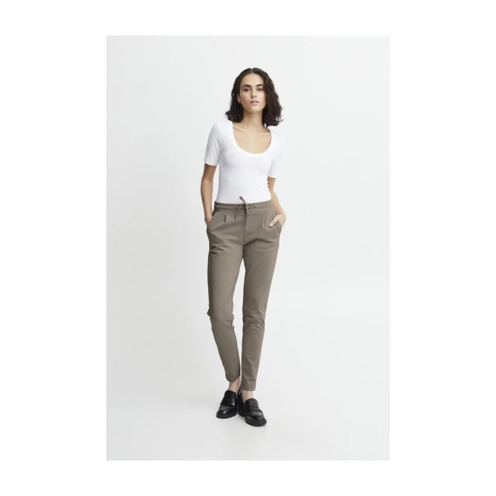 Ichi Grijze Polyester Sigarettenbroek Gray Dames