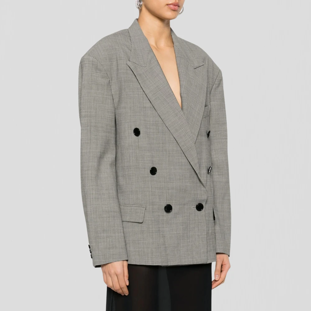 Isabel marant Geruite wollen Klero-jas in Ecru Zwart Beige Heren