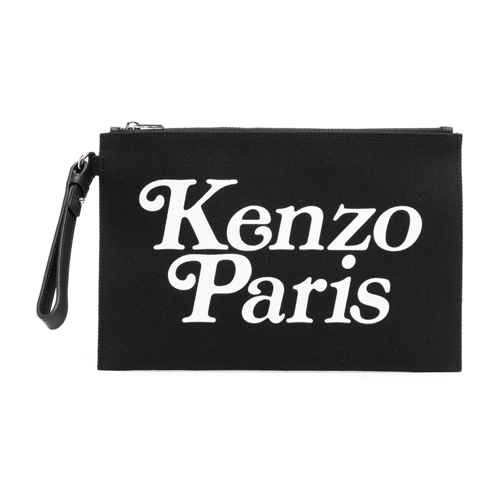 Kenzo Zwarte Logo Print Polsband Clutch Black