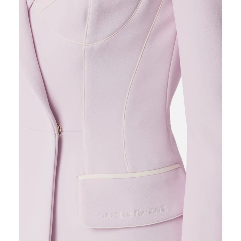Elisabetta Franchi Crepe jasjurk met contrast piping Pink Dames
