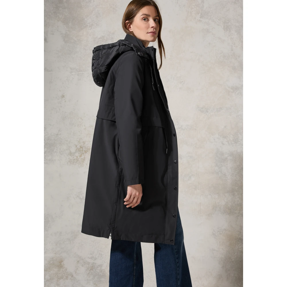cecil 2-in-1 Trenchcoat met Afneembare Capuchon Black Dames
