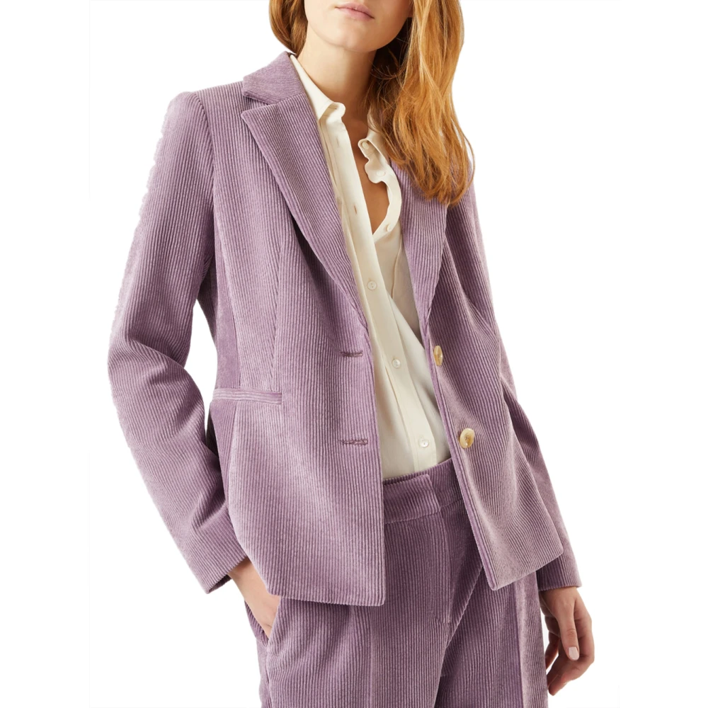 Pennyblack Paarse Fluwelen Slim Fit Blazer Ella Purple Dames