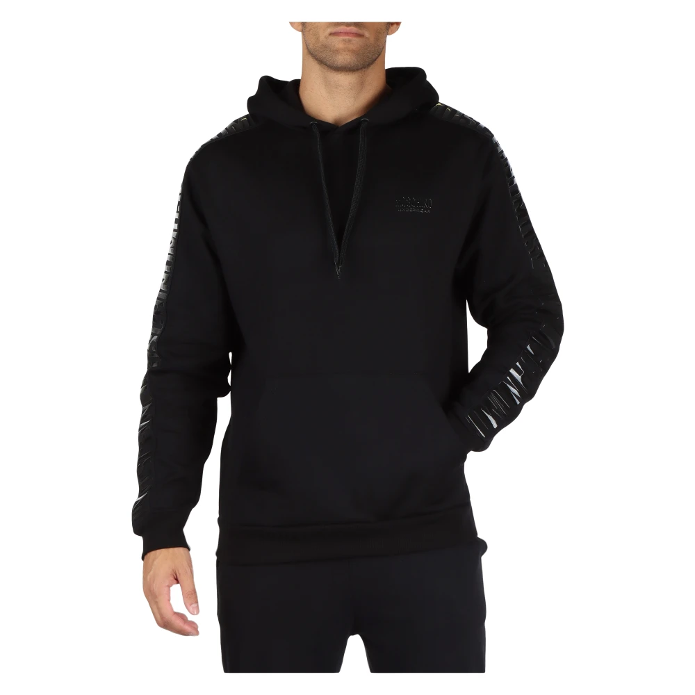 Moschino Katoenen en modale hoodie met verhoogd logo Black Heren