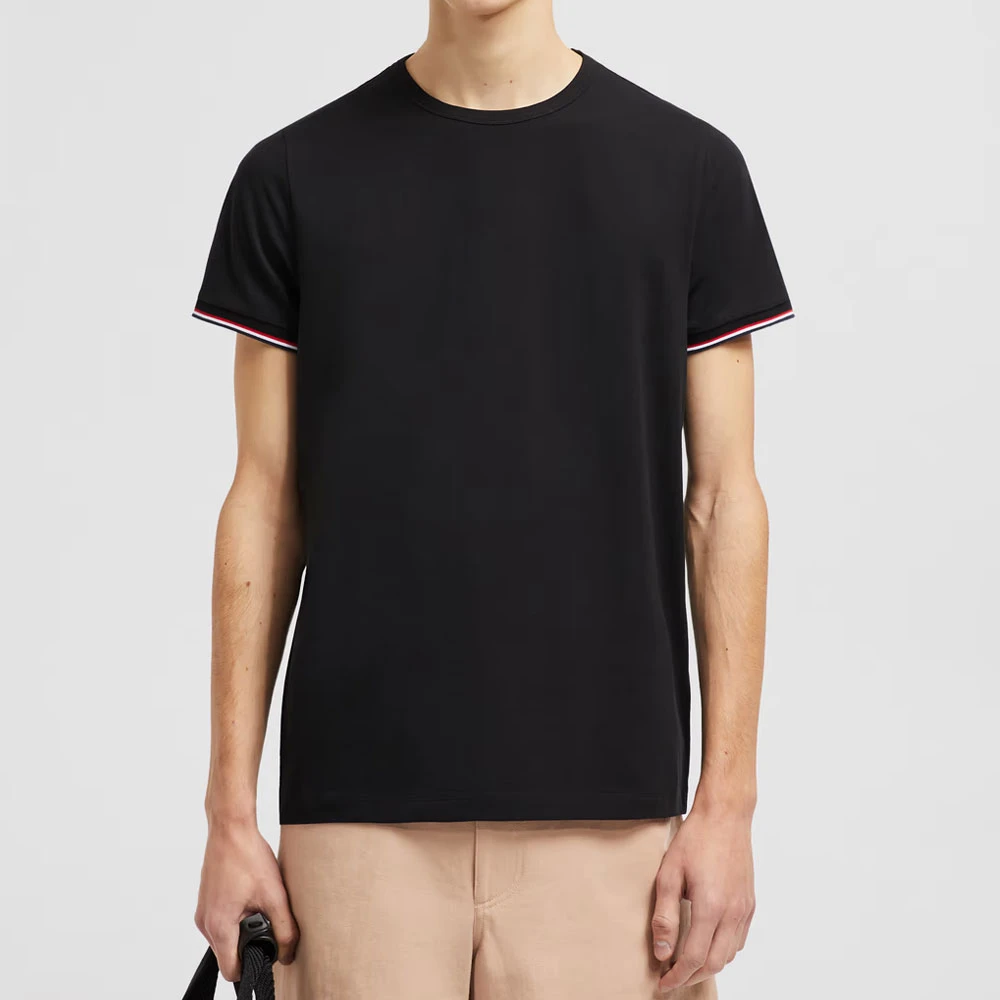 Moncler T-shirt met tricolour afwerking Zwart Black Heren