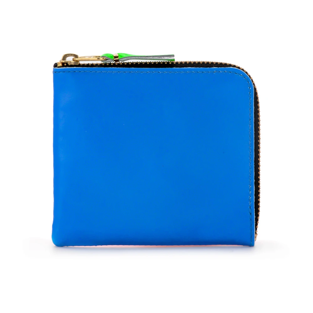 Comme des Garçons Oranje Blauw Leren Portemonnee Fluorescerend Orange Unisex