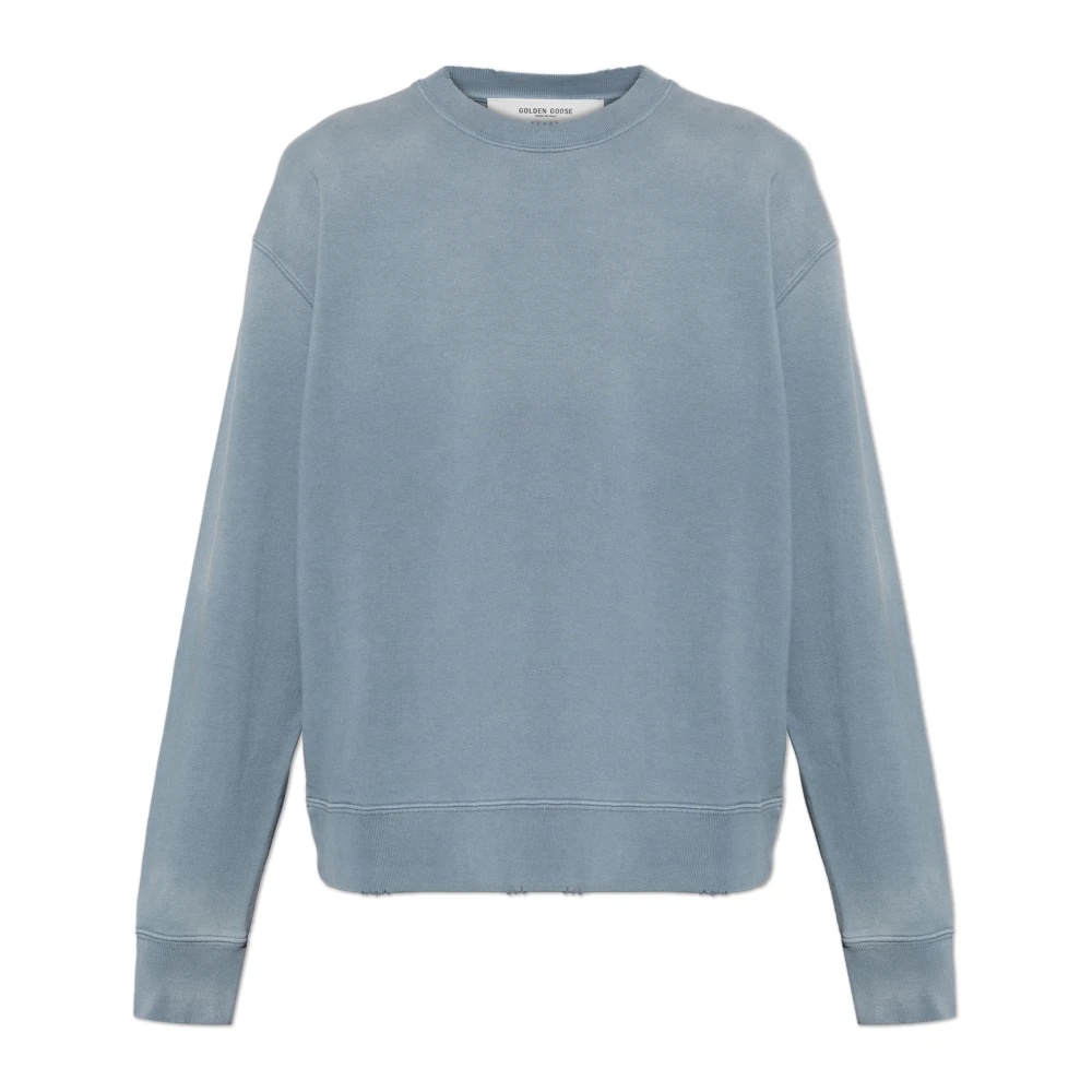 Golden Goose Mannelijk Blauw Hoodies & Sweatvesten Heren, S, Katoen, Boxi Sweatshirt Met Logo Patch