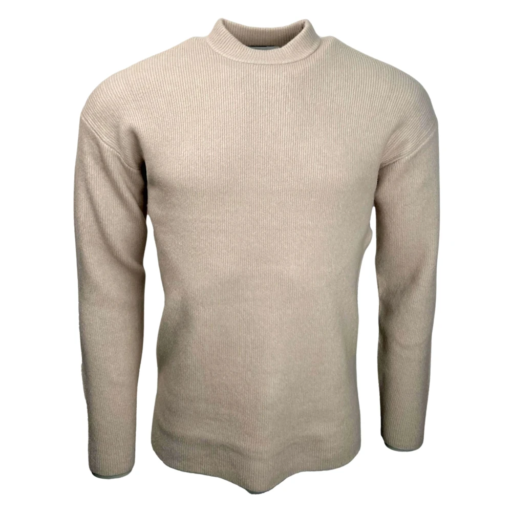 Kiefermann Gebreide Staande Kraag Trui Zand Beige Heren