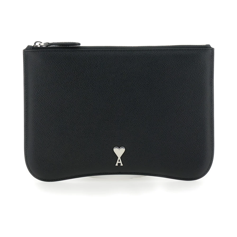 Ami Paris Zwarte Pouch met Coeur Logo Detail Black Heren
