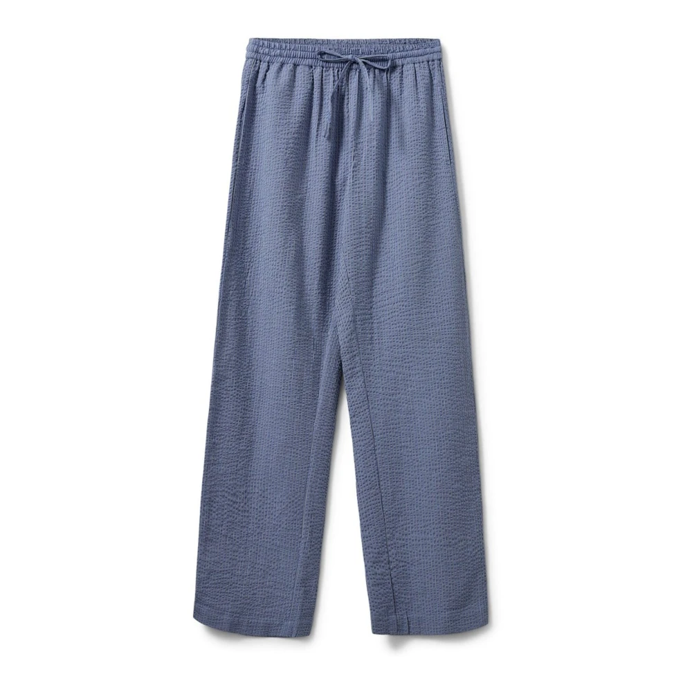 Sofie Schnoor Blue Wide Trousers, Female, Xs, -Black Antique White Wide Leg Trousers