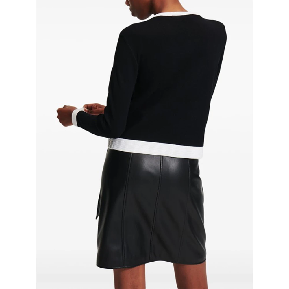 Karl Lagerfeld Gebreide Contrast Trim Vest Black Dames