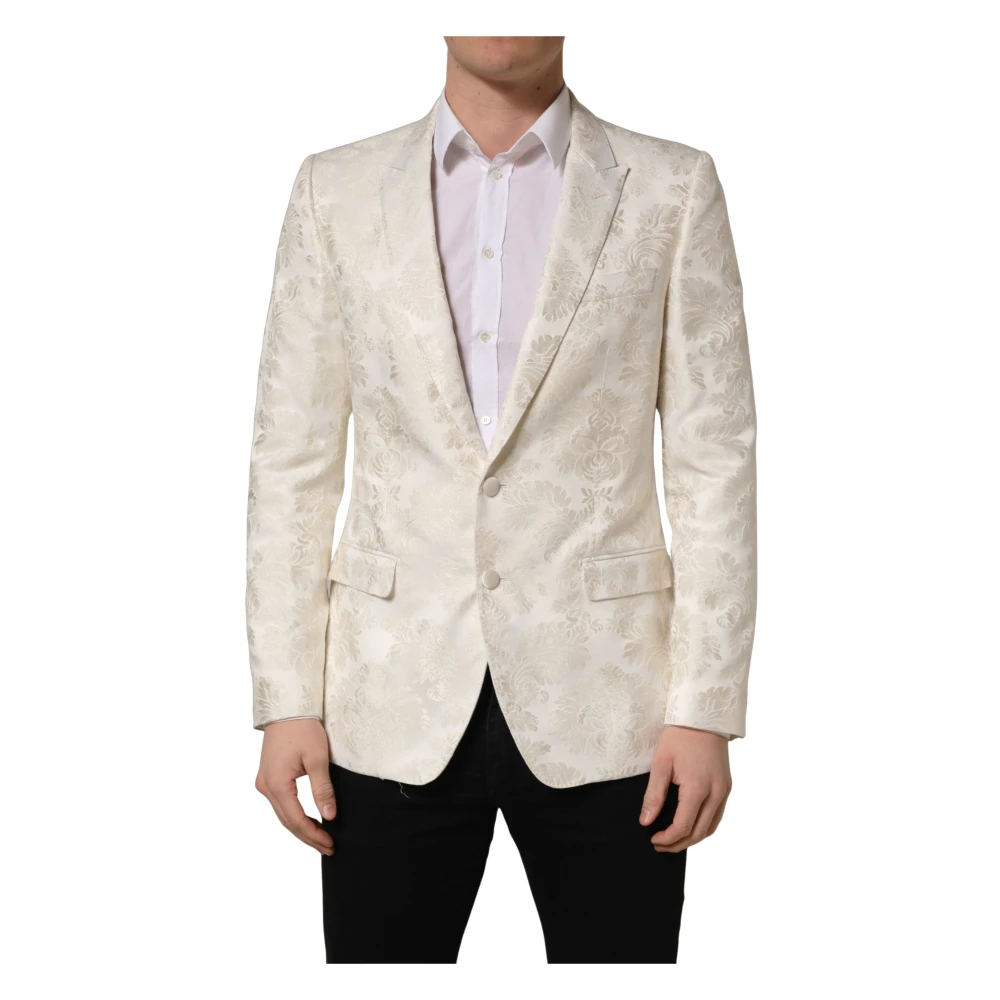Dolce & Gabbana Off White Floral Single Breasted Men Jacket - IT50 | L - Image 2