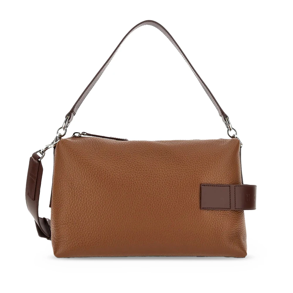 Hogan Script Satchel Tas in Bruin Leer Brown Dames