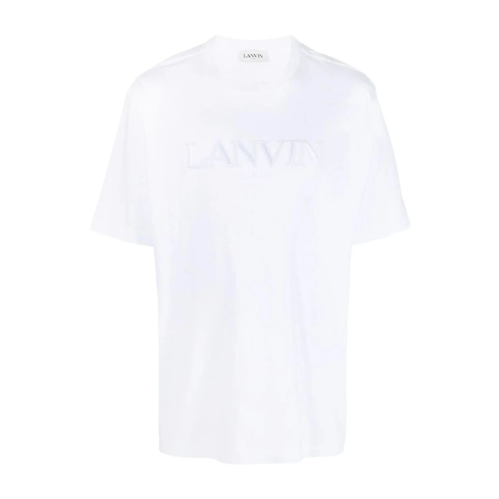 Lanvin Klassiek Geborduurd T-Shirt in Optic White Heren