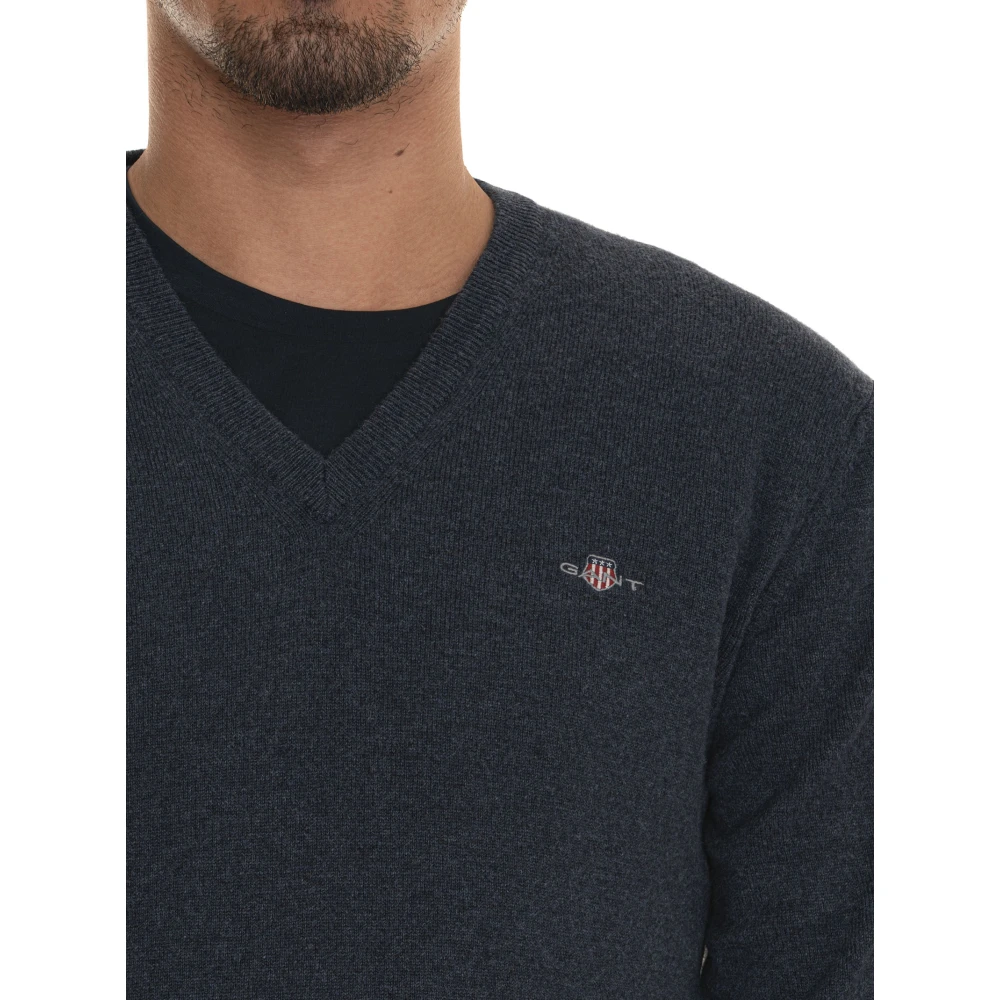 Gant V-hals trui extra fijne wol Blue Heren