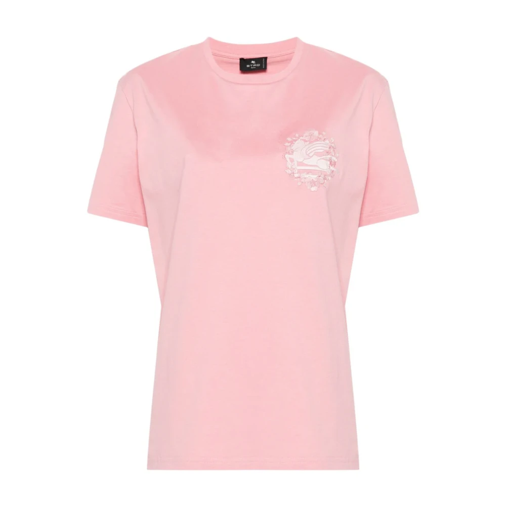 ETRO Bloemenmotief Crewneck T-shirt Pink Dames
