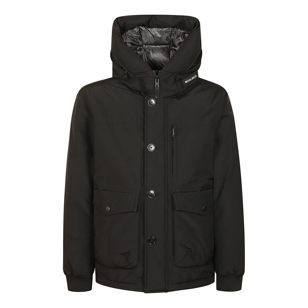 Woolrich Waterdichte Katoenen Bomberjack Zwart Black Heren