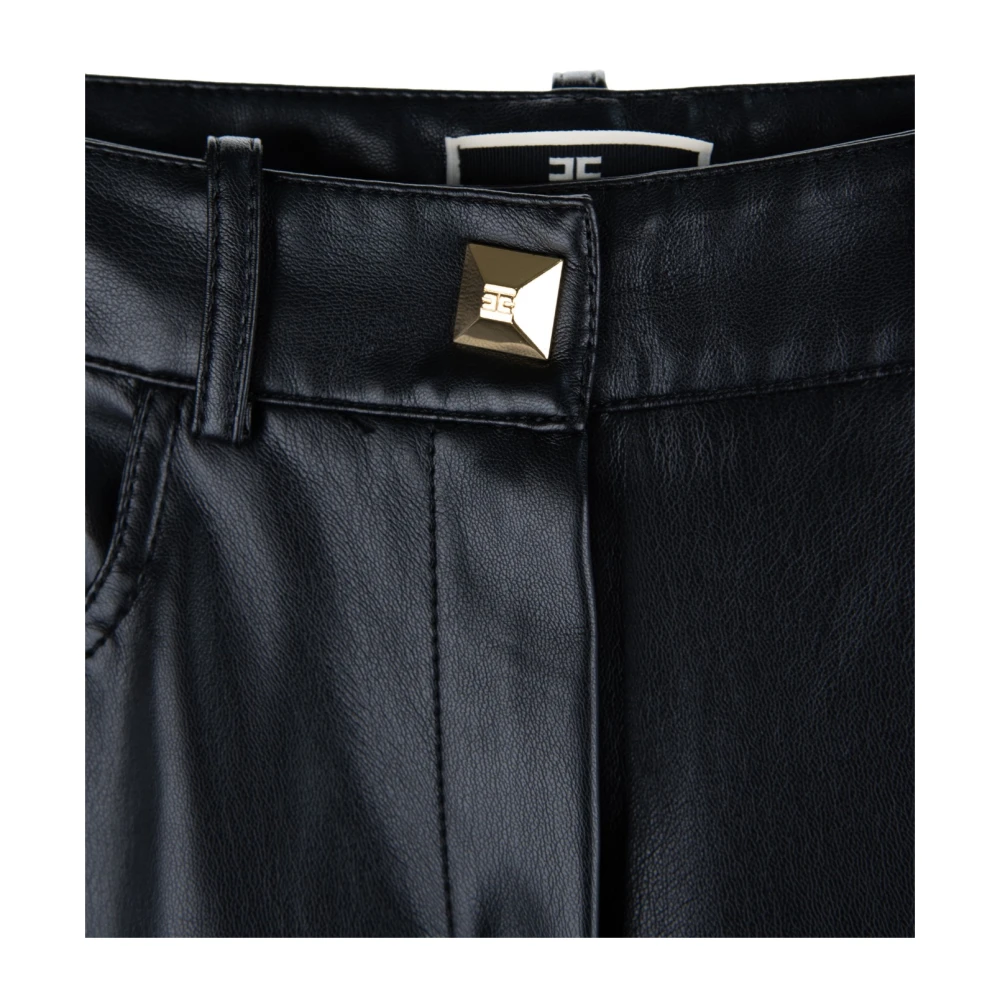 Elisabetta Franchi Dames Ritsbroek met Gouden Details Black Dames