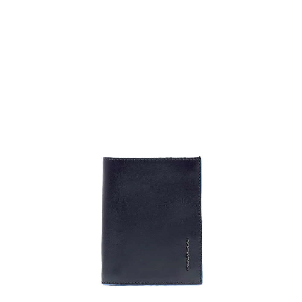 Piquadro Hombre Blue Square Vertical Trifold Wallet