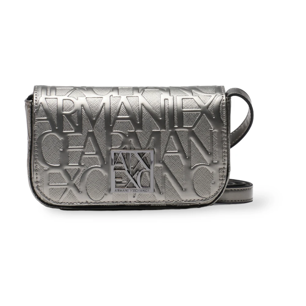 Armani Exchange Grijze Logo Patroon Schoudertas Gray Dames