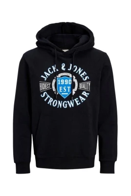 Denim-hoodie med logotyptryck