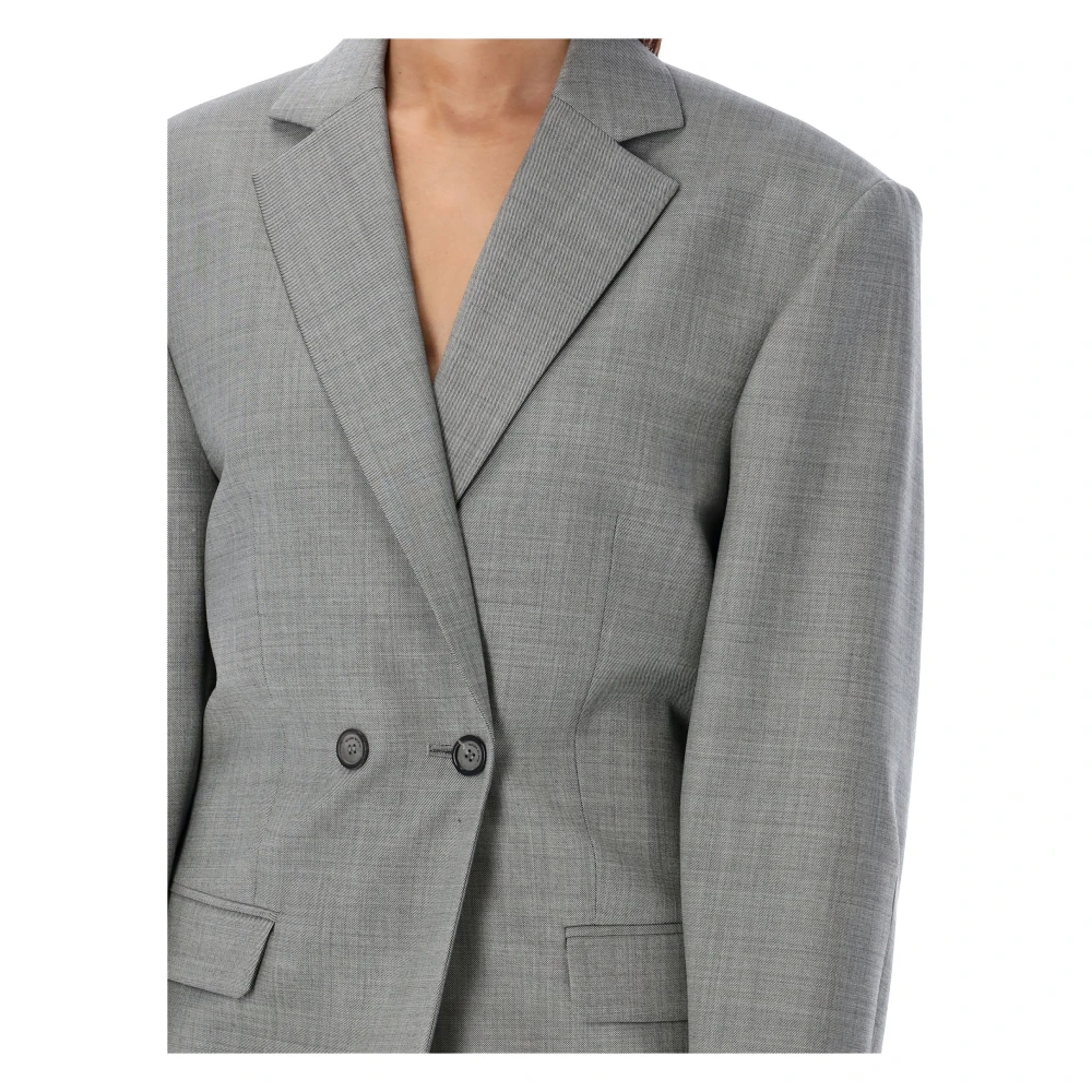 Magda Butrym Grijze Double-Breasted Blazer Jas Gray Dames
