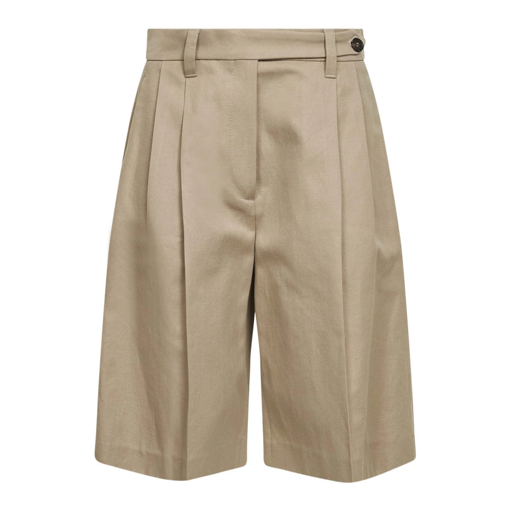 Brunello Cucinelli Women's Beige Pleated Bermuda Short - Casual Shorts - Xl - Shorts
