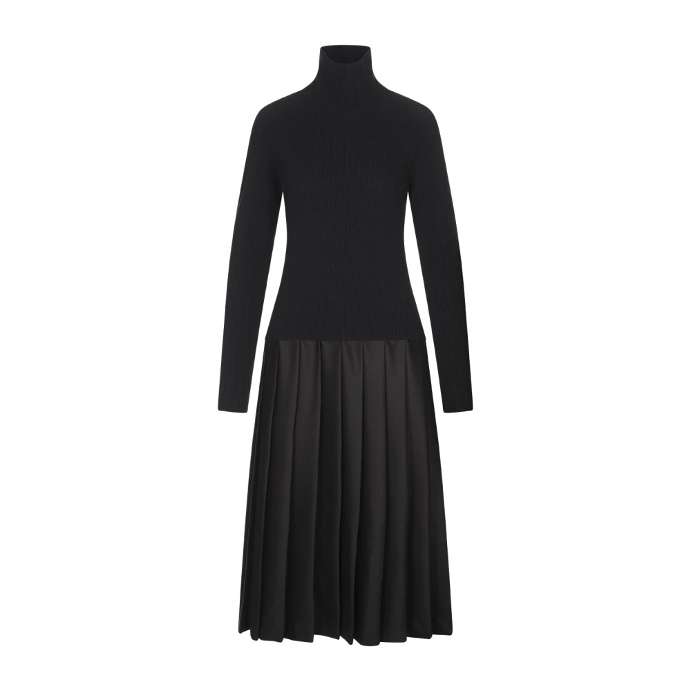 Fabiana Filippi Zwarte Coltrui Flanellen Jurk Black Dames