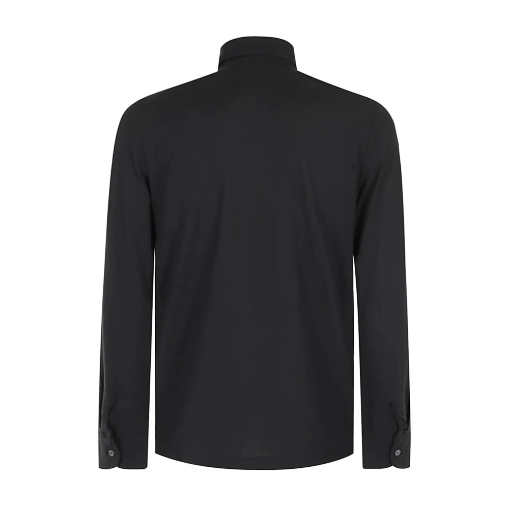 Zanone Klassieke Polo Shirt met Lange Mouwen Black Heren