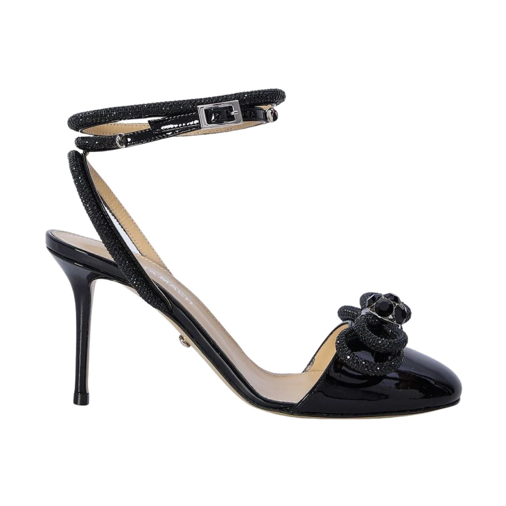 Mach & Mach Svart Kristallutsmyckade Stiletto Sandaler Med Dubbel Rosett