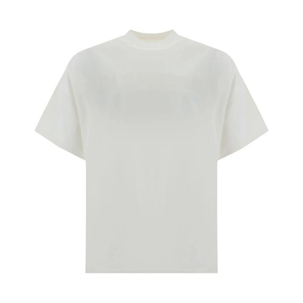 Jil Sander Monochrome Katoenen T-shirt met Geribbelde Ronde Hals White Heren