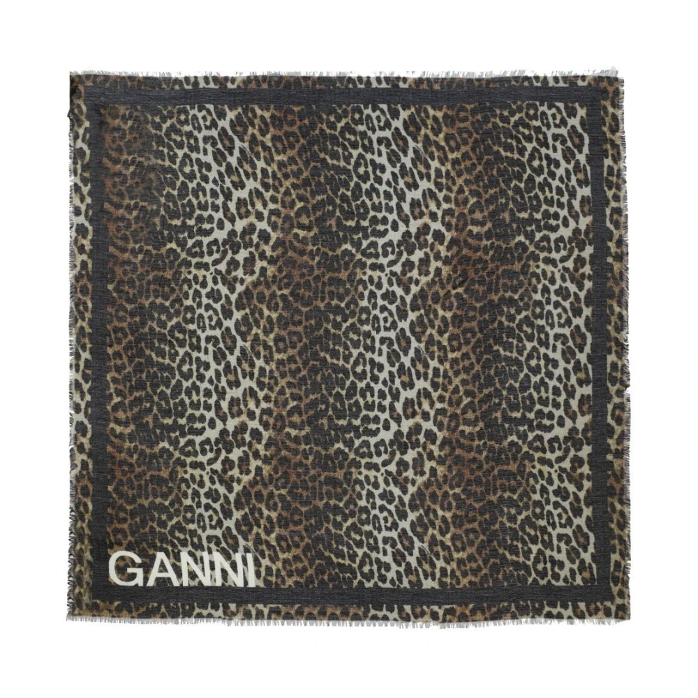 Ganni Sjaal met logo Brown Dames
